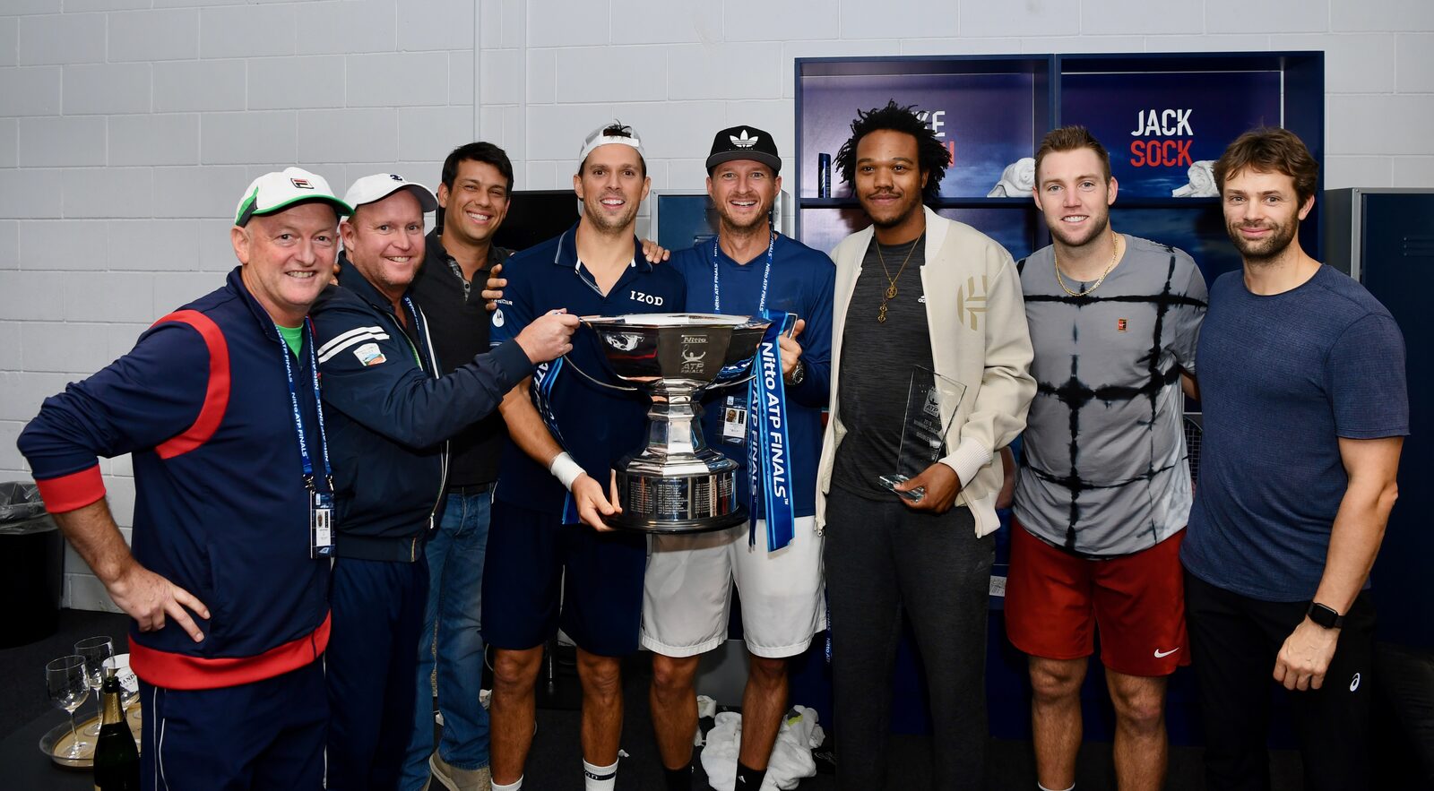 Christian Straka and Mike Bryan with ATP Finals trophy
